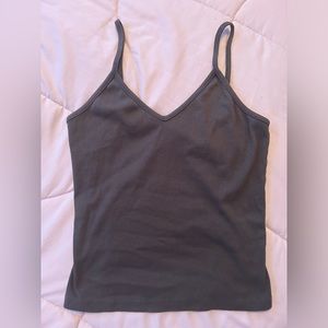 Dark Green Ribbed Tank Top